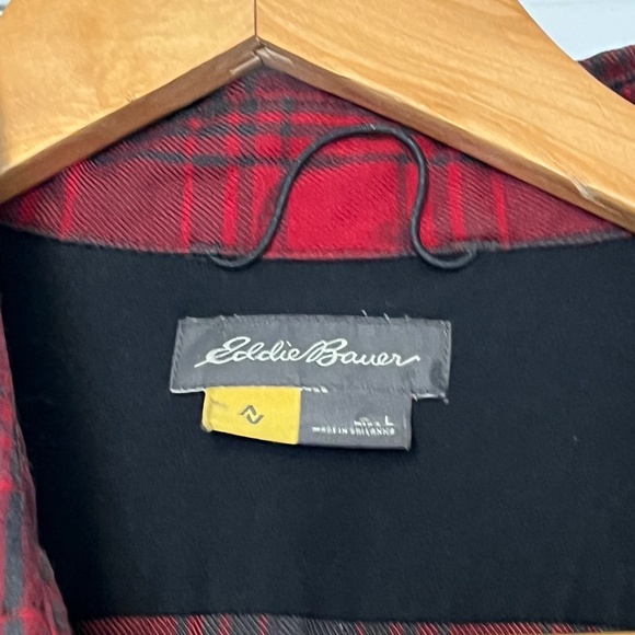 Men’s Eddie Bauer Shirt Workshirt Shacket Unlined Red Grey L - Picture 2 of 8